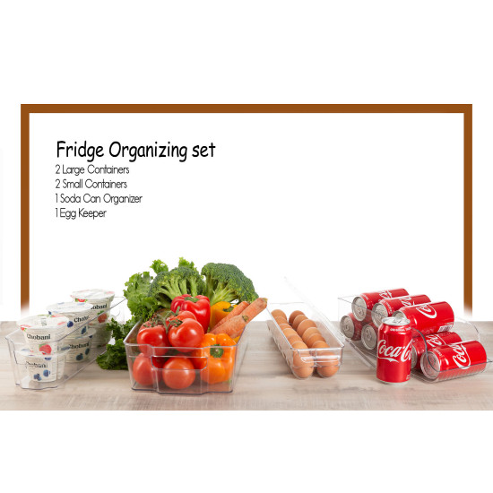 Refrigerator Organizer Bins Stackable Fridge Storage Containers + 8x12 Magnetic