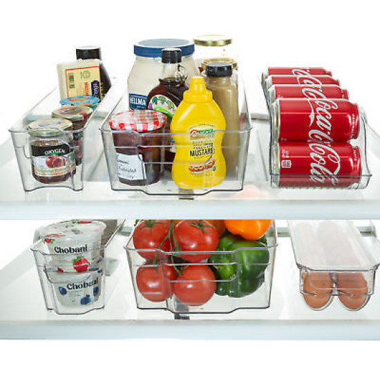 Refrigerator Organizer Bins Stackable Fridge Storage Containers + 8x12 Magnetic