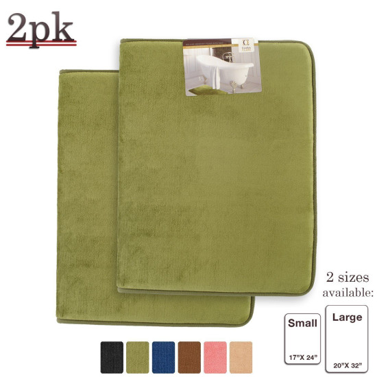 PACK OF 2: Luxurious Bath Mat Memory Foam Filled Non-Slip Absorbent Bathroom Rug