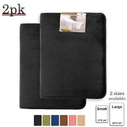 PACK OF 2: Luxurious Bath Mat Memory Foam Filled Non-Slip Absorbent Bathroom Rug