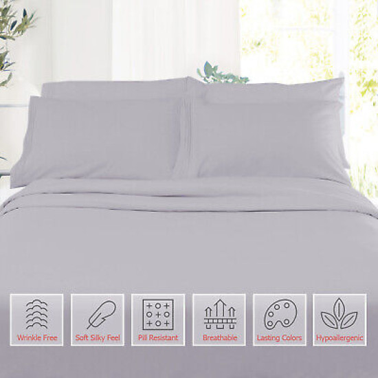 1800 Queen Or King Bed Sheets Ultra Soft Microfiber Deep Pocket 4 Pc Sheet Set