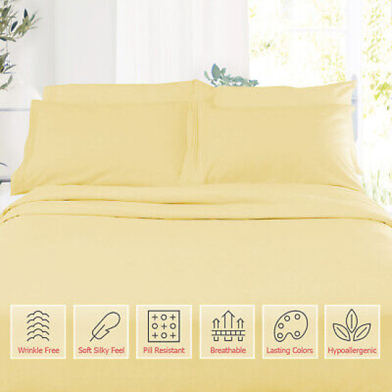 1800 Queen Or King Bed Sheets Ultra Soft Microfiber Deep Pocket 4 Pc Sheet Set