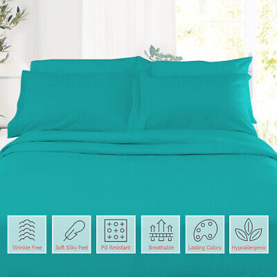1800 Queen Or King Bed Sheets Ultra Soft Microfiber Deep Pocket 4 Pc Sheet Set