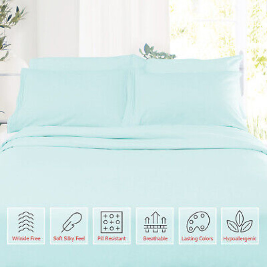 1800 Queen Or King Bed Sheets Ultra Soft Microfiber Deep Pocket 4 Pc Sheet Set