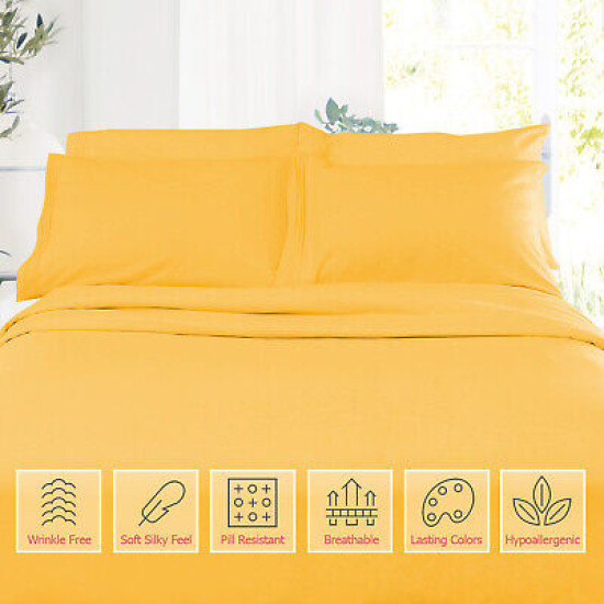 1800 Queen Or King Bed Sheets Ultra Soft Microfiber Deep Pocket 4 Pc Sheet Set