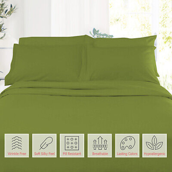 1800 Queen Or King Bed Sheets Ultra Soft Microfiber Deep Pocket 4 Pc Sheet Set