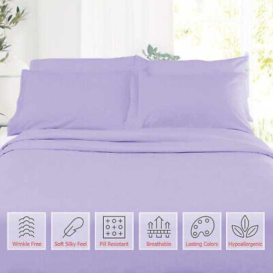 1800 Queen Or King Bed Sheets Ultra Soft Microfiber Deep Pocket 4 Pc Sheet Set
