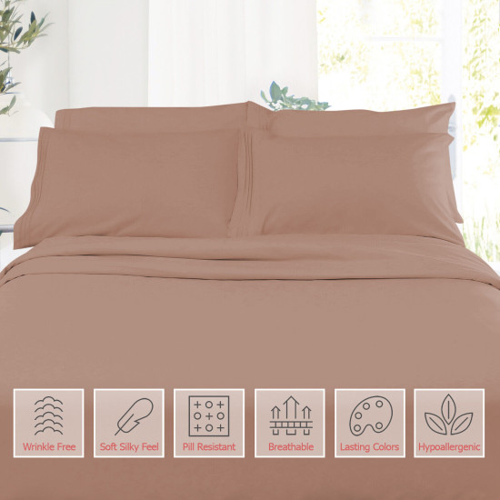 1800 Queen Or King Bed Sheets Ultra Soft Microfiber Deep Pocket 4 Pc Sheet Set