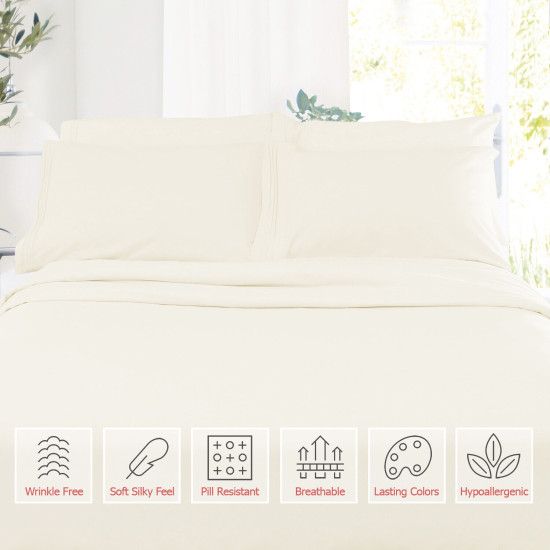 1800 Queen Or King Bed Sheets Ultra Soft Microfiber Deep Pocket 4 Pc Sheet Set