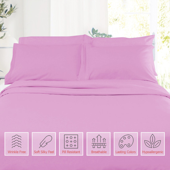 1800 Queen Or King Bed Sheets Ultra Soft Microfiber Deep Pocket 4 Pc Sheet Set