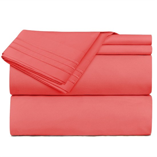 1800 Queen Or King Bed Sheets Ultra Soft Microfiber Deep Pocket 4 Pc Sheet Set