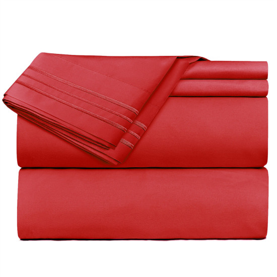 1800 Queen Or King Bed Sheets Ultra Soft Microfiber Deep Pocket 4 Pc Sheet Set