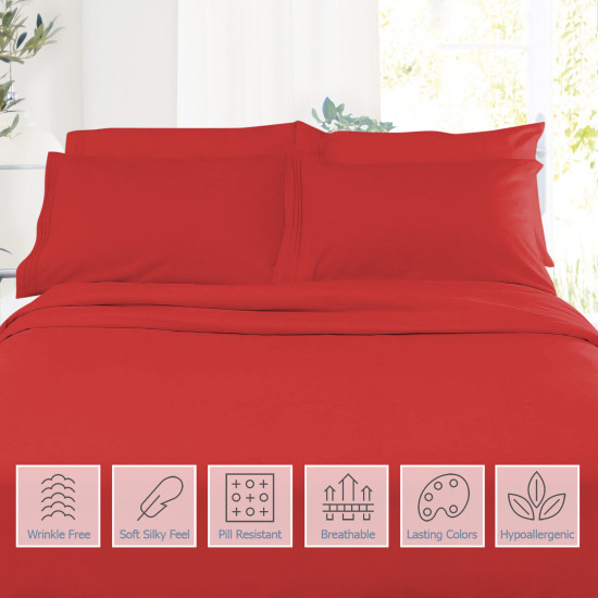 1800 Queen Or King Bed Sheets Ultra Soft Microfiber Deep Pocket 4 Pc Sheet Set