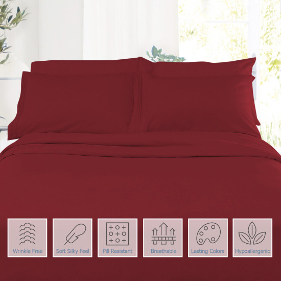 1800 Queen Or King Bed Sheets Ultra Soft Microfiber Deep Pocket 4 Pc Sheet Set