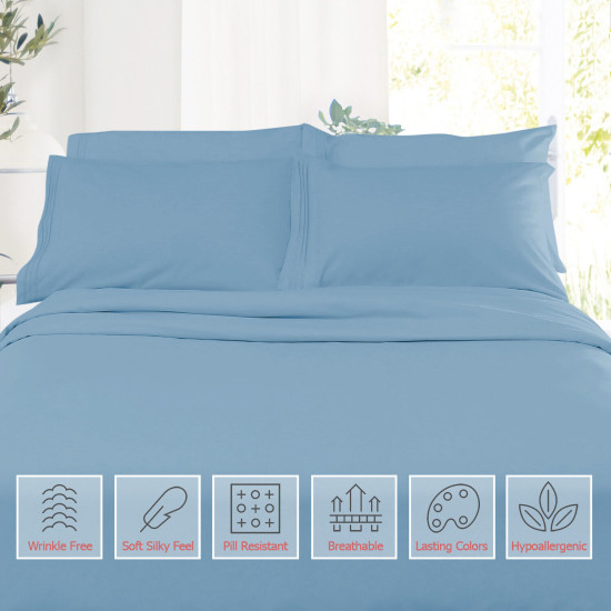 1800 Queen Or King Bed Sheets Ultra Soft Microfiber Deep Pocket 4 Pc Sheet Set