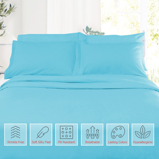 1800 Queen Or King Bed Sheets Ultra Soft Microfiber Deep Pocket 4 Pc Sheet Set