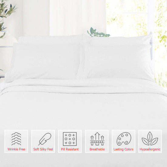 1800 Queen Or King Bed Sheets Ultra Soft Microfiber Deep Pocket 4 Pc Sheet Set
