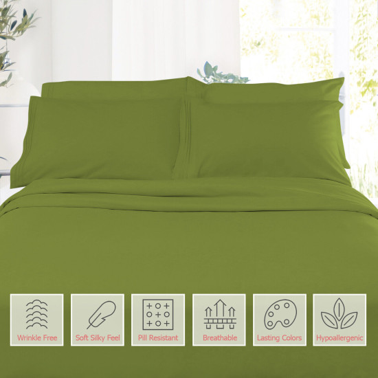 1800 Queen Or King Bed Sheets Ultra Soft Microfiber Deep Pocket 4 Pc Sheet Set