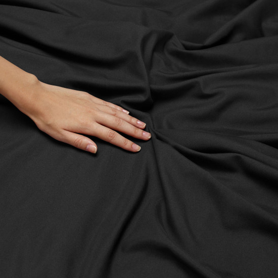 Duvet Cover Set Soft Brushed Comforter Cover W/Pillow Sham, Black - Queen