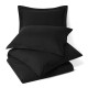 Duvet Cover Set Soft Brushed Comforter Cover W/Pillow Sham, Black - Queen