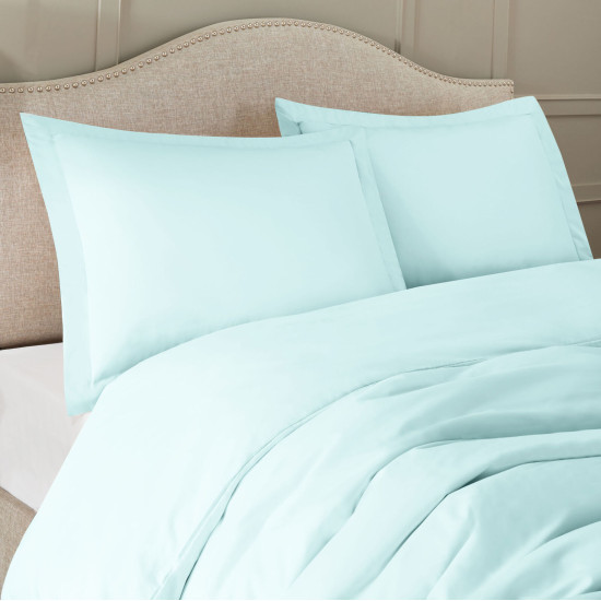 Duvet Cover Set Soft Brushed Comforter Cover W/Pillow Sham, Baby Blue - King