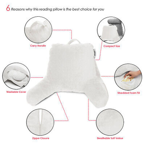 Bed Rest Reading Pillow for Kids & Teens Memory Foam TV Pillow With Arms Support