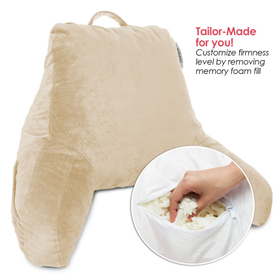 Bed Rest Reading Pillow for Kids & Teens Memory Foam TV Pillow With Arms Support