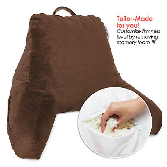 Bed Rest Reading Pillow for Kids & Teens Memory Foam TV Pillow With Arms Support