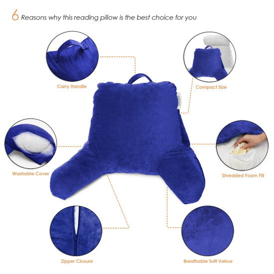 Bed Rest Reading Pillow for Kids & Teens Memory Foam TV Pillow With Arms Support