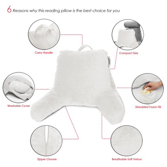 Bed Rest Reading Pillow for Kids & Teens Memory Foam TV Pillow With Arms Support