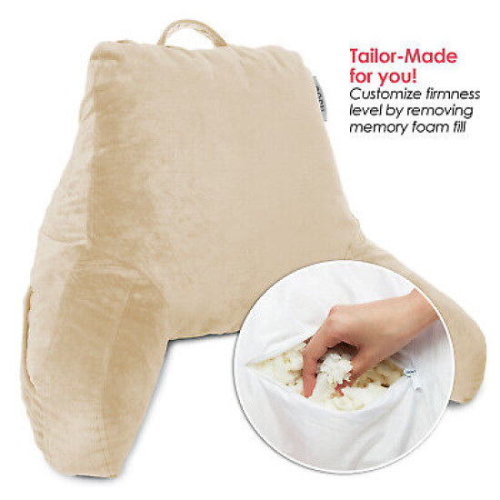Bed Rest Reading Pillow for Kids & Teens Memory Foam TV Pillow With Arms Support