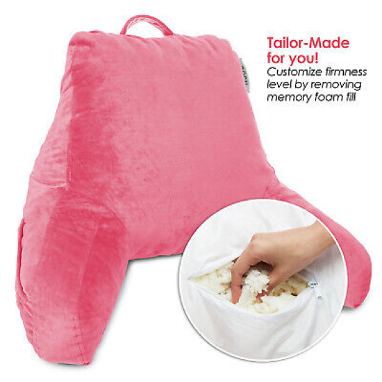 Bed Rest Reading Pillow for Kids & Teens Memory Foam TV Pillow With Arms Support