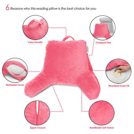 Bed Rest Reading Pillow for Kids & Teens Memory Foam TV Pillow With Arms Support