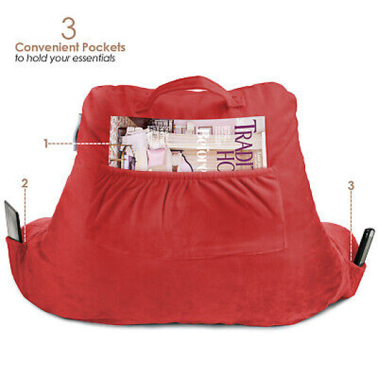 Bed Rest Reading Pillow for Kids & Teens Memory Foam TV Pillow With Arms Support