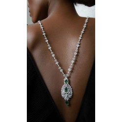 Syn Zambian Emerald Necklace Handmade Designer Huge Jewelry 925 Sterling Silver