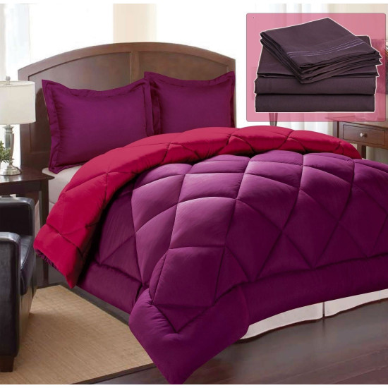 7 PIECE BED IN A BAG - DOWN ALTERNATIVE COMFORTER, SHEETS, PILLOWCASES AND SHAMS