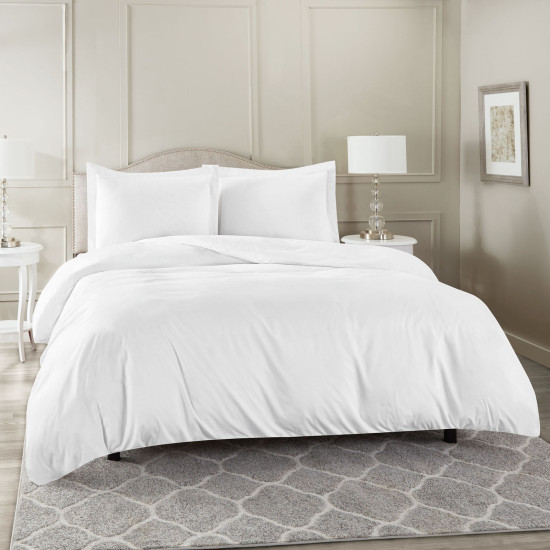 Duvet Cover Set Soft Brushed Comforter Cover W/Pillow Sham, White - Cal King