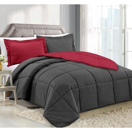 3 Piece Reversible Down Alternative Comforter Set - Comforter with Shams