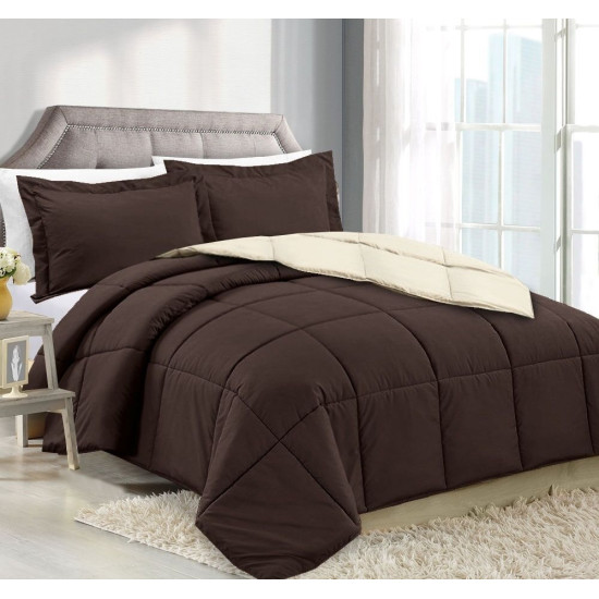 3 Piece Reversible Down Alternative Comforter Set - Comforter with Shams