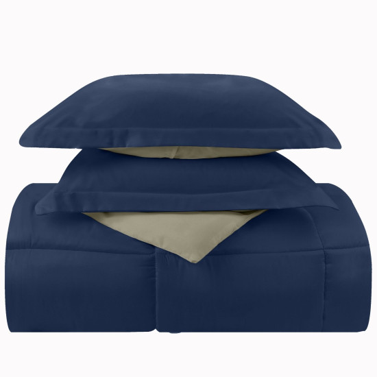 3 Piece Reversible Down Alternative Comforter Set - Comforter with Shams
