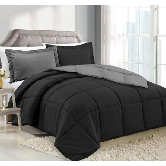 3 Piece Reversible Down Alternative Comforter Set - Comforter with Shams