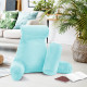 Large Foam Reading & TV Bed Rest Pillow +2 Neck & Lumbar Pillows, W/Pocket- Aqua