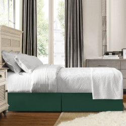 Luxury Pleated Tailored Bed Skirt - 14” Drop Dust Ruffle, Cal King -Hunter Green