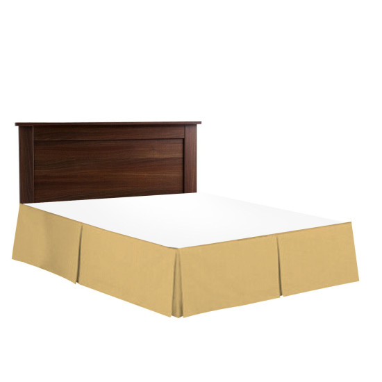 Solid Luxury Pleated Tailored Bed Skirt - 14” Drop Dust Ruffle, Twin XL - Camel