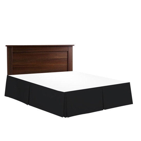 Hotel Luxury Pleated Tailored Bed Skirt - 14” Drop Dust Ruffle, Cal King - Black