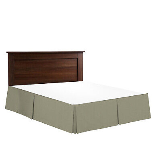 Premium Luxury Pleated Tailored Bed Skirt - 14” Drop Dust Ruffle, Twin XL - Sage