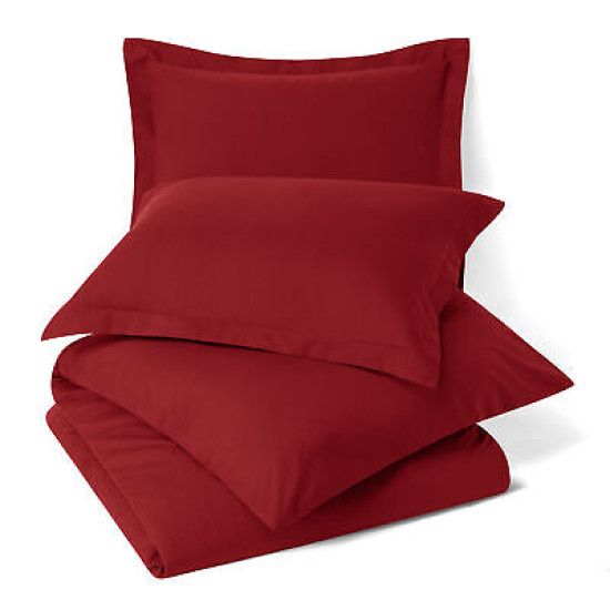 Duvet Cover Set Soft Brushed Comforter Cover W/Pillow Sham, Burgundy - Full