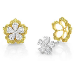 Flower Design Stud Earring Handmade Cocktail Party Jewelry 925 Sterling Silver