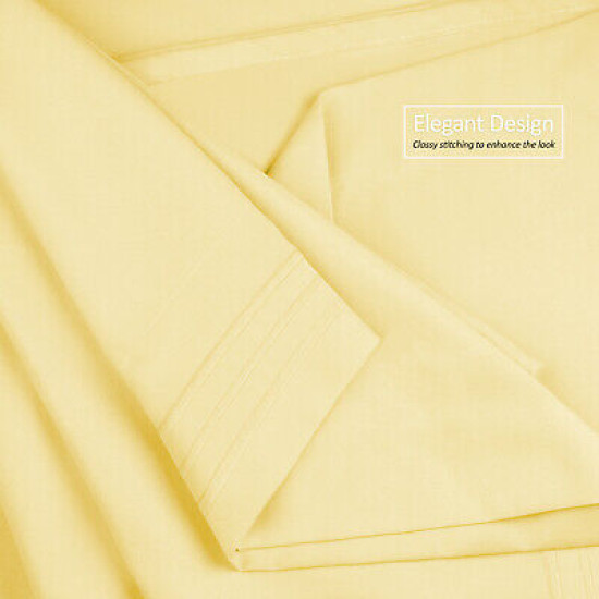 Premium Luxury Pleated Tailored Bed Skirt - 14” Drop Dust Ruffle, Twin - Yellow