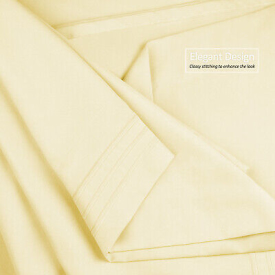 Premium Luxury Pleated Tailored Bed Skirt - 14” Drop Dust Ruffle, Twin - Yellow
